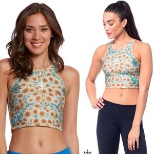 Teeki Sunflowers Mermaid Crop Tank Top Large ✨ Made in USA